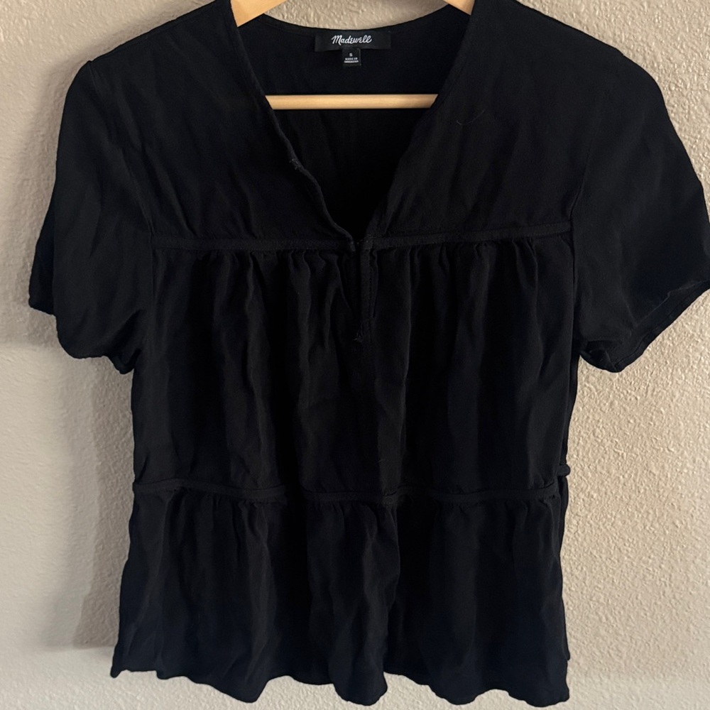 Madewell Black Peplum Blouse
